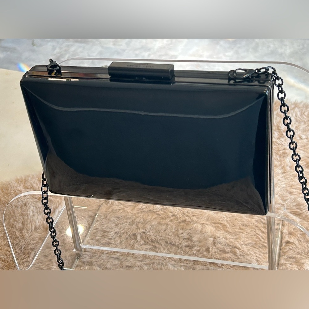 Kurt Geiger Shiny Black Clutch